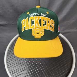 Green Bay Packers Hat Cap Snap Back Mens Green Yellow NFL Football‎ Retro Patch